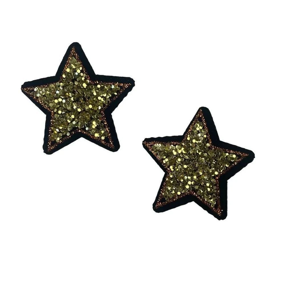 2 Pc. Gold Glitter Sparkle Star Patches